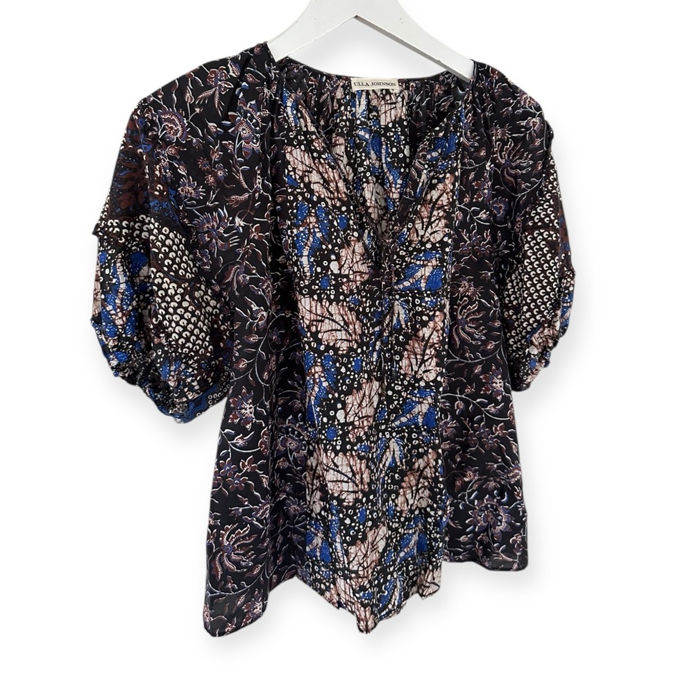 Ulla Johnson • Arusi Printed Cotton and Silk-Blend Blouse Batik Top - Picture 5 of 11
